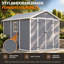 Remise de rangement extérieure en résine l 8 pi. X P 10 pi. Construction à double porte avec plancher robuste à haute résistance, gris clair