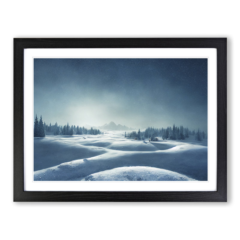 XH1022-10189X Winter Forest Landscape Vol.5 - Single Picture Frame Print, Black, 46cm H x 64cm W x 2cm D