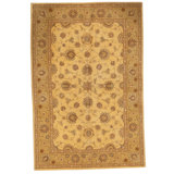 Hand Knotted Wool Area Rug in Ivory And Beige