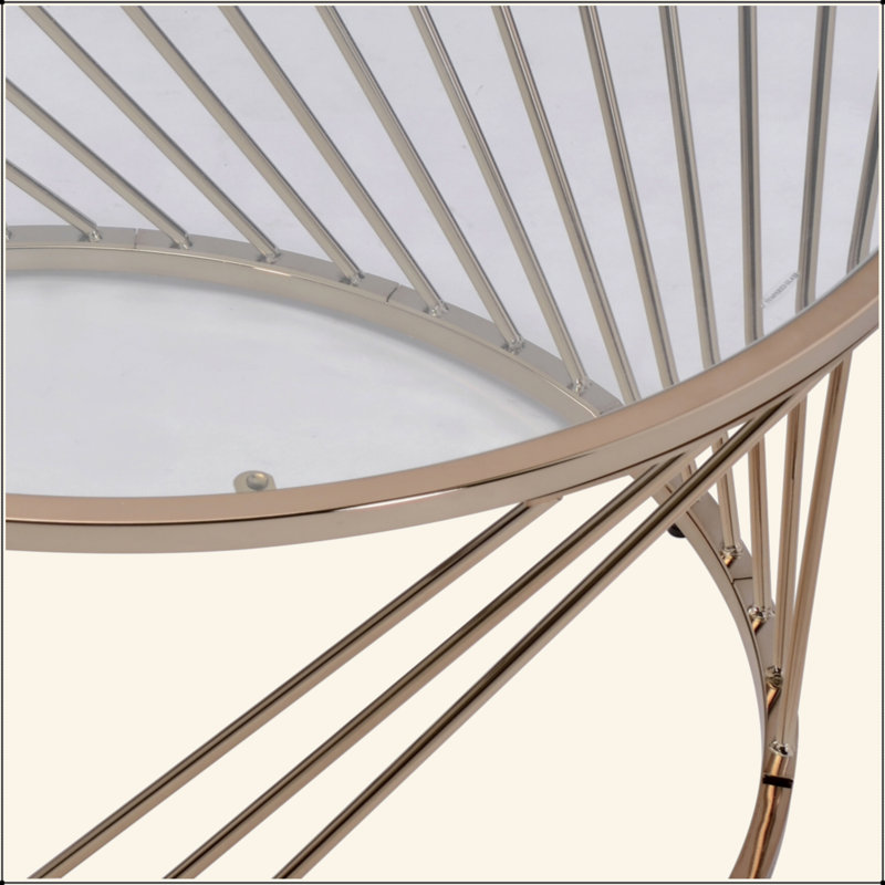 Table basse en verre transparent avec finition champagne Bluelipe