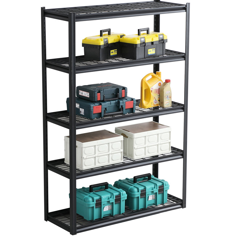 Tablettes de rangement en métal robustes à 5 niveaux. Capacité de 3000 lb, réglable. Rouille. Pour la cuisine, le sous-sol, le garage. 72 po x 47,2 po x 17,7 po. Tablettes réglables faciles à installer. Capacité de charge. H 72 po x l 47,2 po