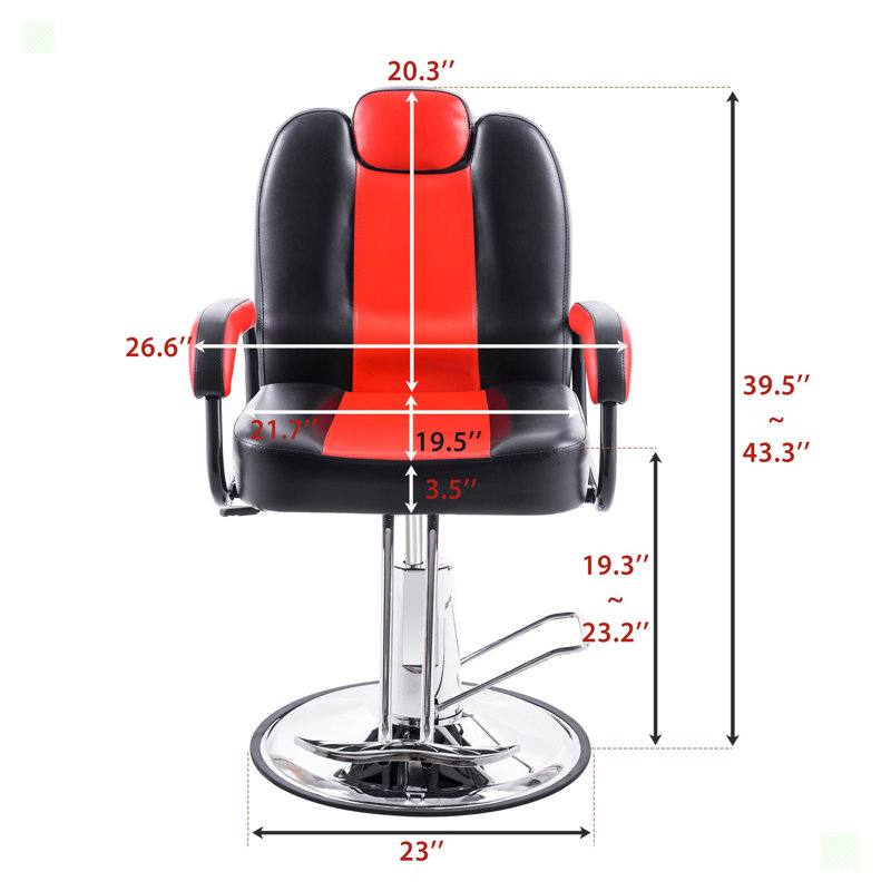 Fauteuil de coiffeur inclinable de luxe pour salon de beauté, Rouge