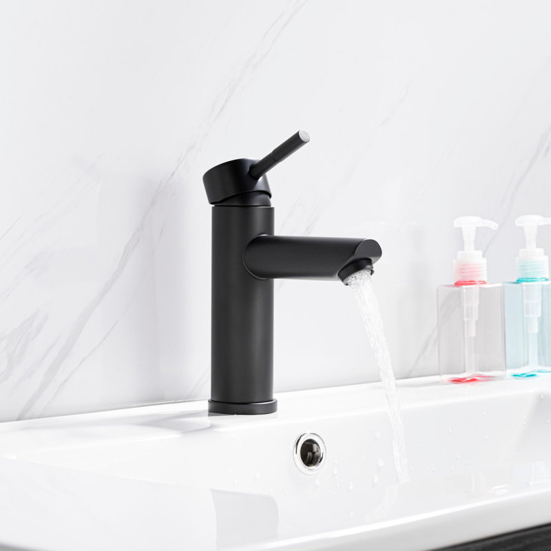 Matte Black Stainless Steel Single-Handle Bathroom Faucet