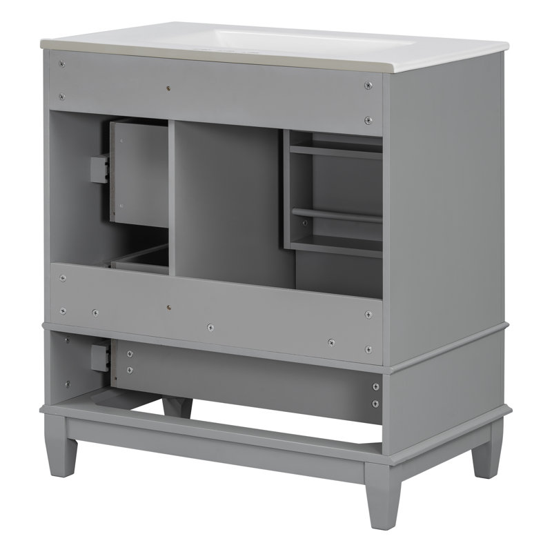 Meuble-lavabo 30 po avec lavabo en céramique, Gris
