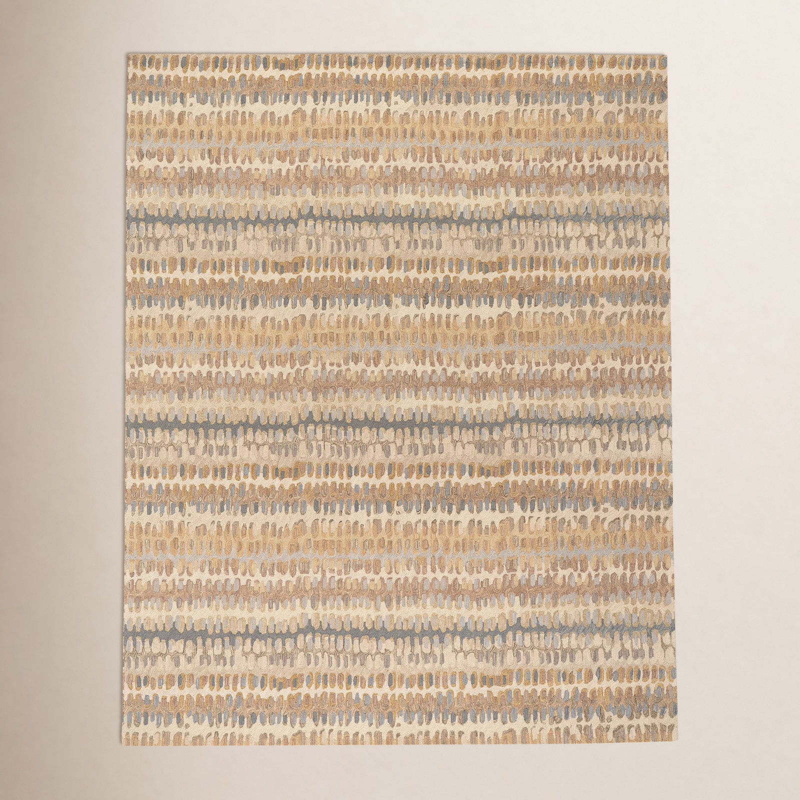 Paint Chip Natural Hand-Hooked Abstract Wool Rug, Rectangle 10' x 14'