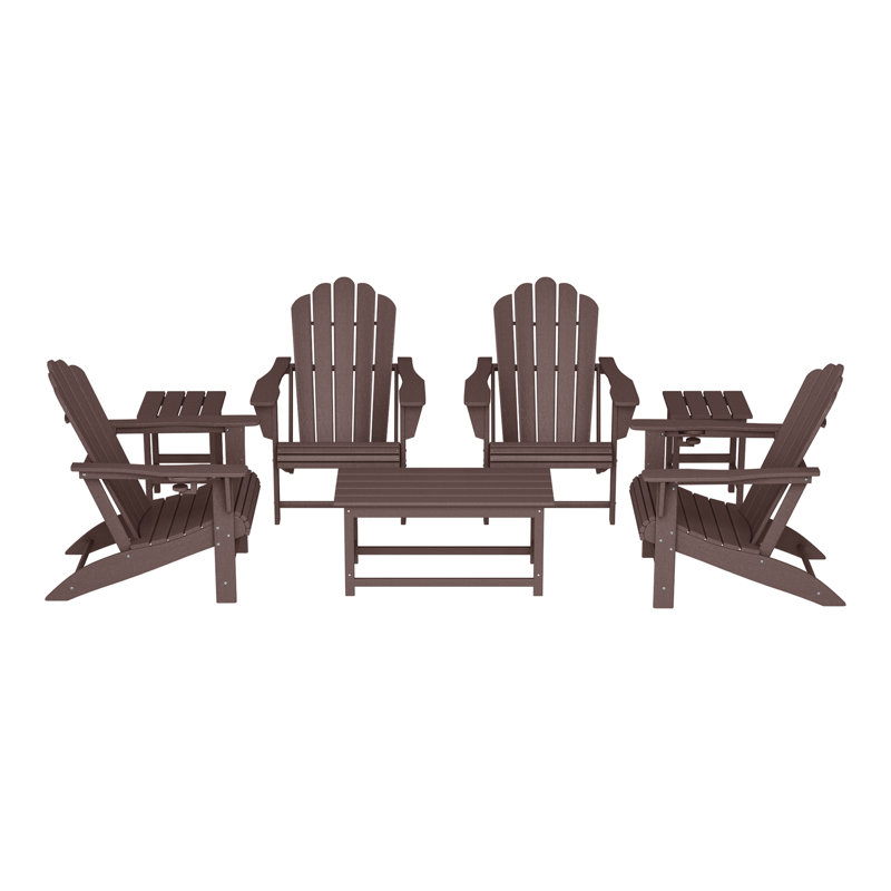 Ensemble de conversation d'extérieur en poly 7 pièces Adirondack, Brun