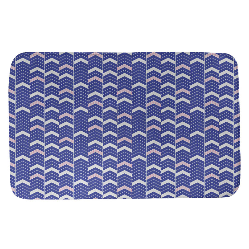 Stephenie Memory Foam Non-Slip Bath Rug, 21" W x 34" L, Blue/Pink