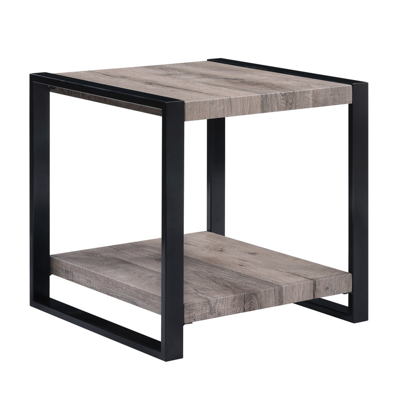 Table de bout contemporaine 1 pièce avec tablette de rangement et meubles de salon en bois, Brown
