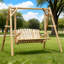 Banc de balançoire en bois 2 places, conception ergonomique, structure en «A», stable et antidérapant, balançoire de jardin en bois massif