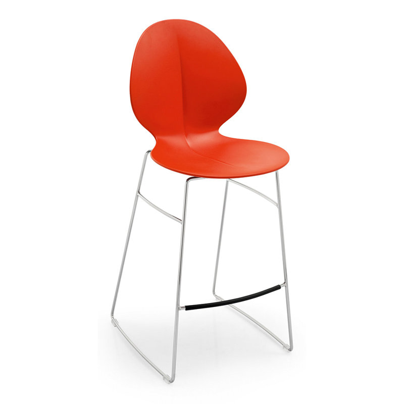 Basil Ergonomic Stool with Metal Base, Counter Stool (26.25" Seat Height), Matte Optic White