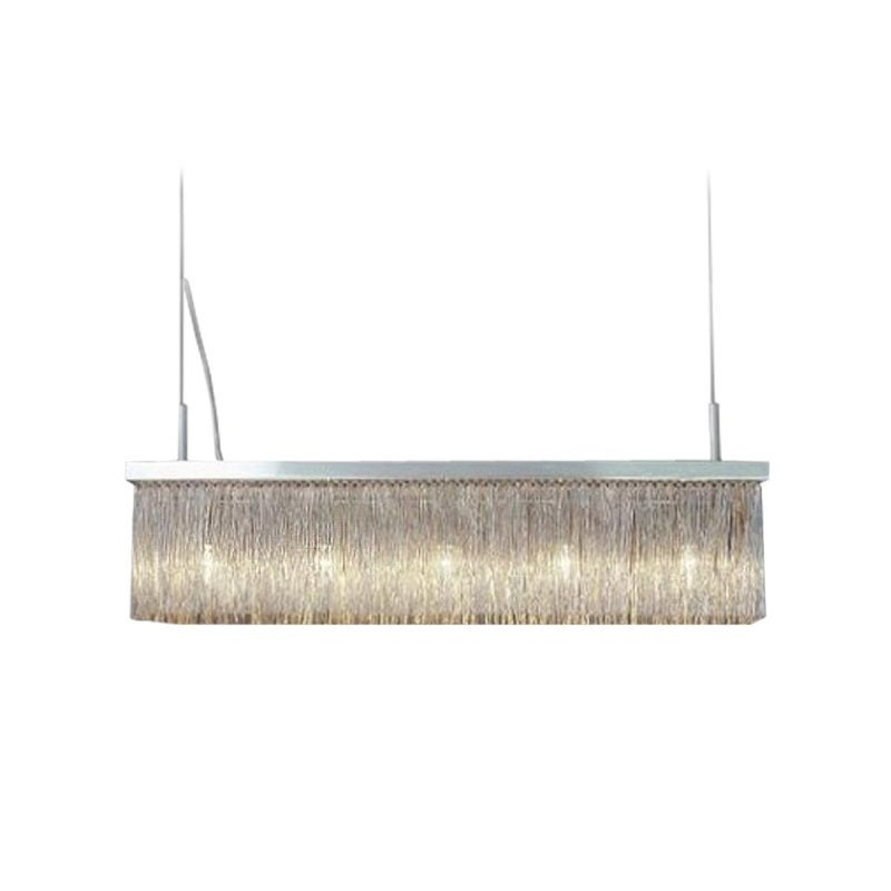 Lustre suspendu 5 lumières en acier inoxydable, Argent brossé, Nickel poli, 31" Length x 9" Width x 7" Height