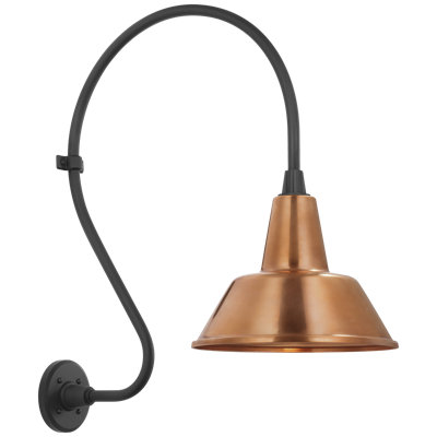 Thomas O'Brien, "Academy 18" Larrabee Barn Light in Matte Black with 12.5" Soft Copper Bowers Shade