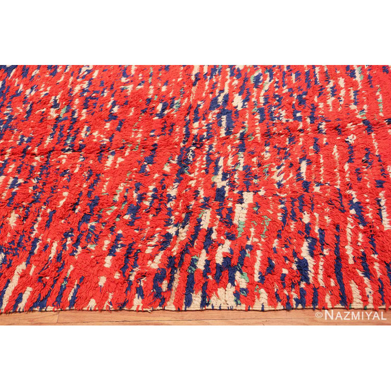 Moroccan One-of-a-Kind 4'7" X 12'6" Runner Wool Area Rug in Red/Blue/White
