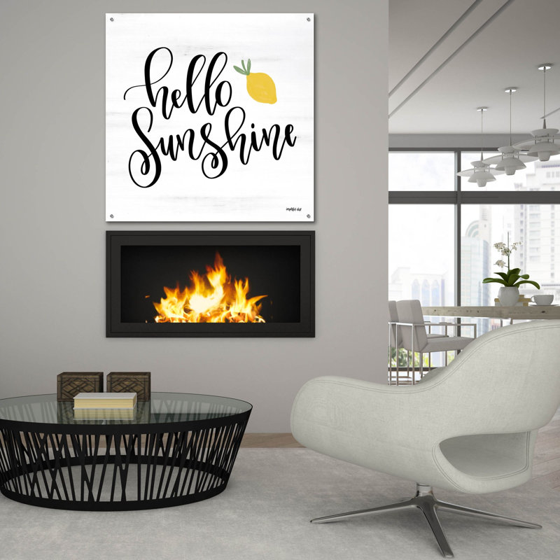 «Hello Sunshine» par Imperfect Dust - Art textuel sans cadre, H 36 po x l 36 po x P 0,2 po