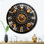 Horloge murale antique en forme de boussole géométrique en métal doré et bleu