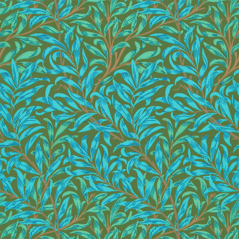 Willow Bough Wallpaper, Olive/Turquoise