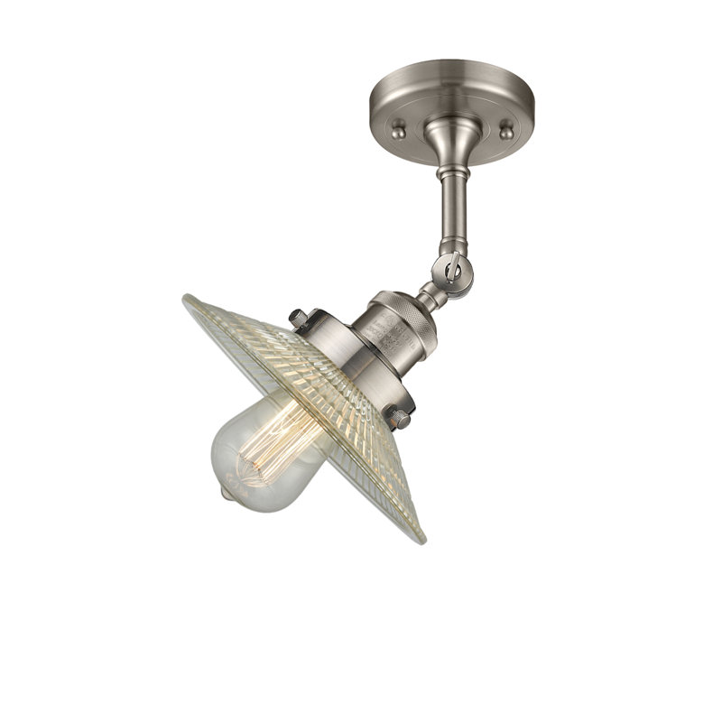 Plafonnier semi-encastré 1 lumière 8,5 po Miramontes, Ampoule DEL 6 watts Vinage, Nickel satiné brossé, Halophane transparent