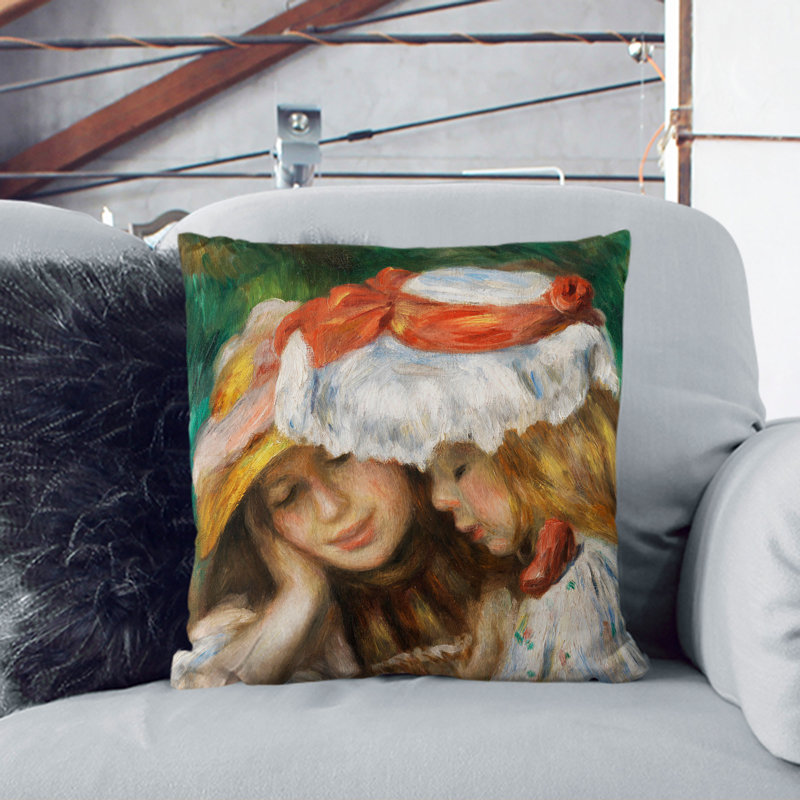 Two Girls Reading Scatter Cushion, Stone, 40cm H x 40cm W x 15cm D