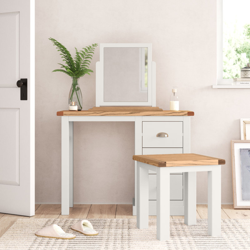 Asher Dressing Table with Mirror, Off White