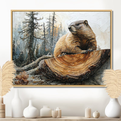«Canadian Groundhog In Forest Landscape I» - art mural marmotte
