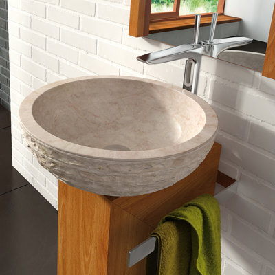 Lavabo de salle de bain vasque circulaire fait à la main en pierre