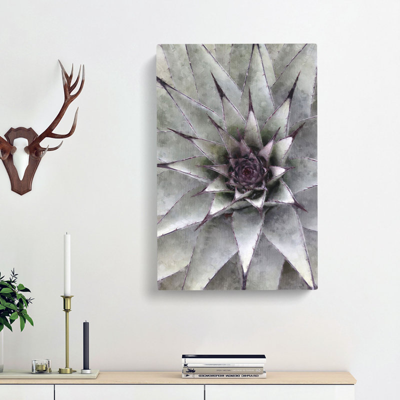 Green And Purple Succulent - Wrapped Canvas Painting, 60cm H x 40cm W x 3cm D