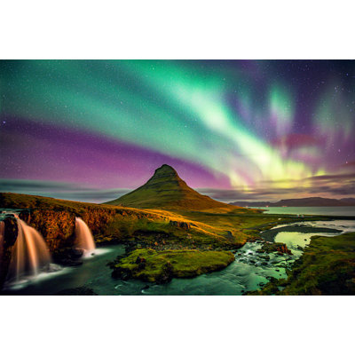 Kirkjufell Iceland Northern Lights by Russell Edwards - Wrapped Canvas Print