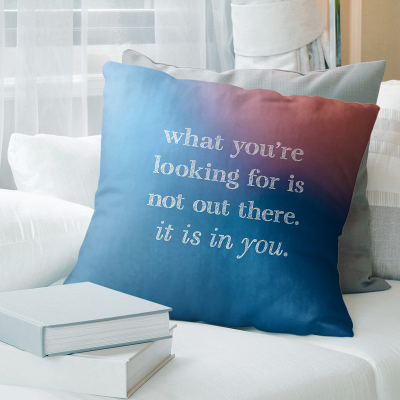 Coussin à la main, 26 po x 26 po, Bleu / Rose, Housse de coussin seulement - sans coussin