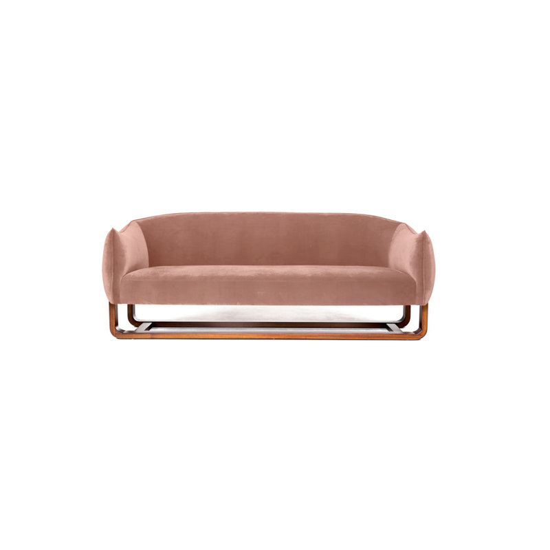 Milo Velvet Sofa, Cameo/Umber Velvet