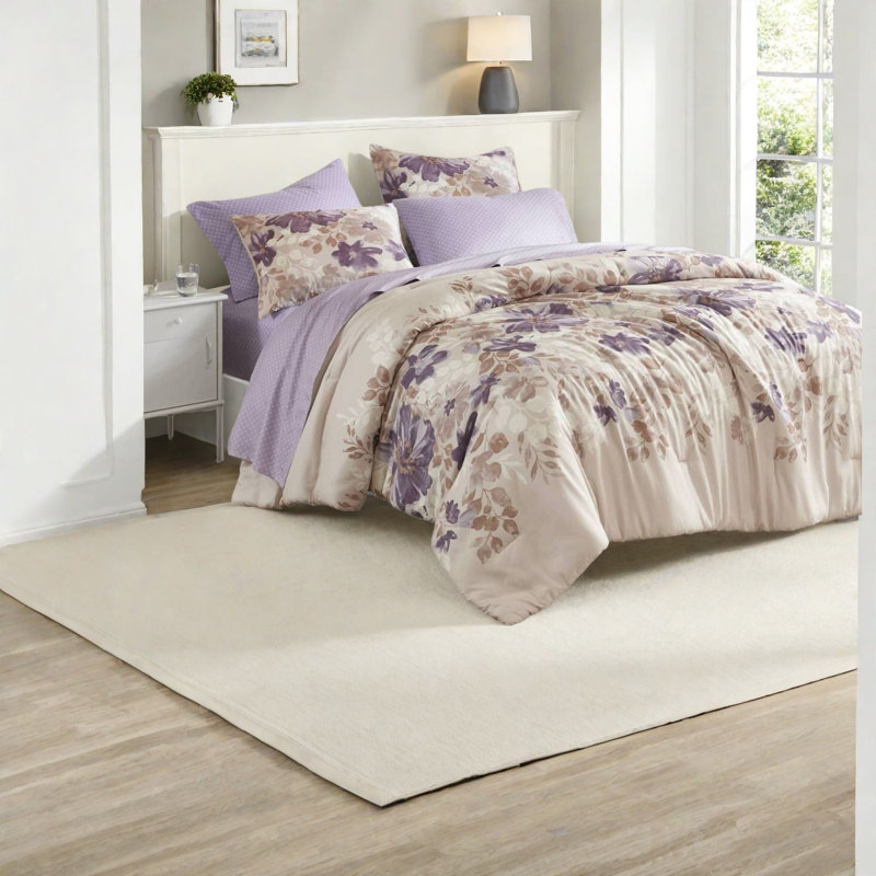 Ensembles de literie élégants à motif floral, microfibre douce, très grand taupe pour les chambres modernes