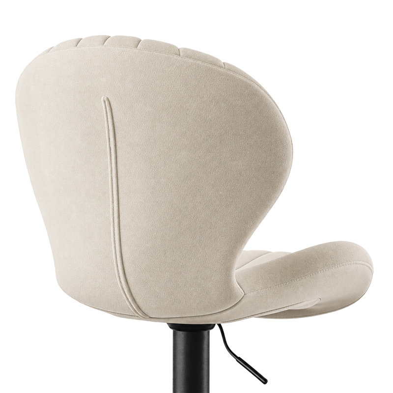 Tabouret de bar pivotant à dossier festonné, Beige