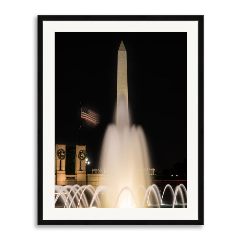 Washington Monument And Second World War Print by Steven Heap, Black Framed Paper, 31.2" H x 25.2" W