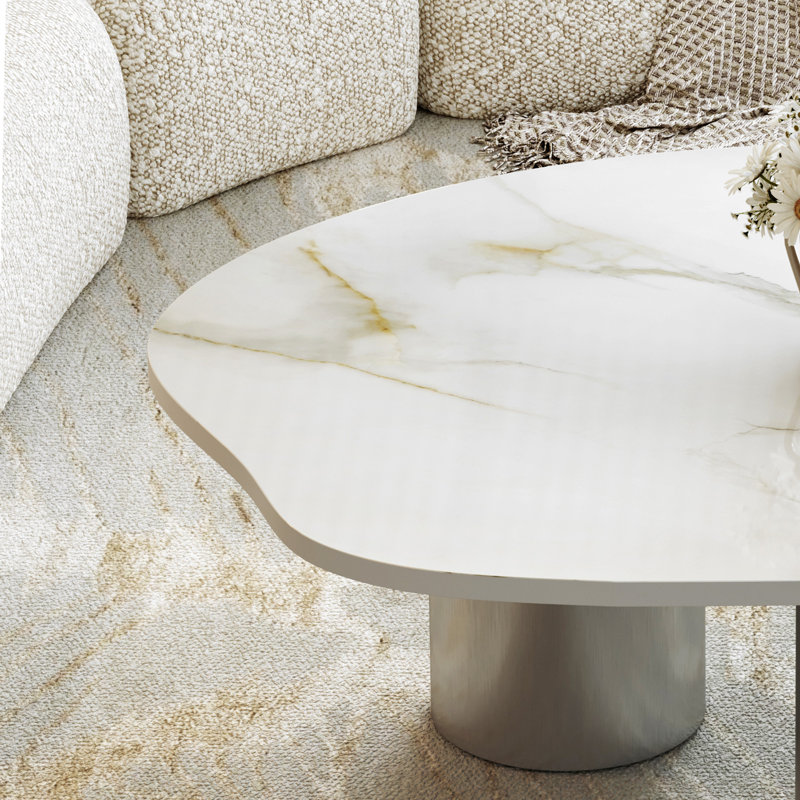 Table basse 49,2 po Free Form, Gris, blanc / gris