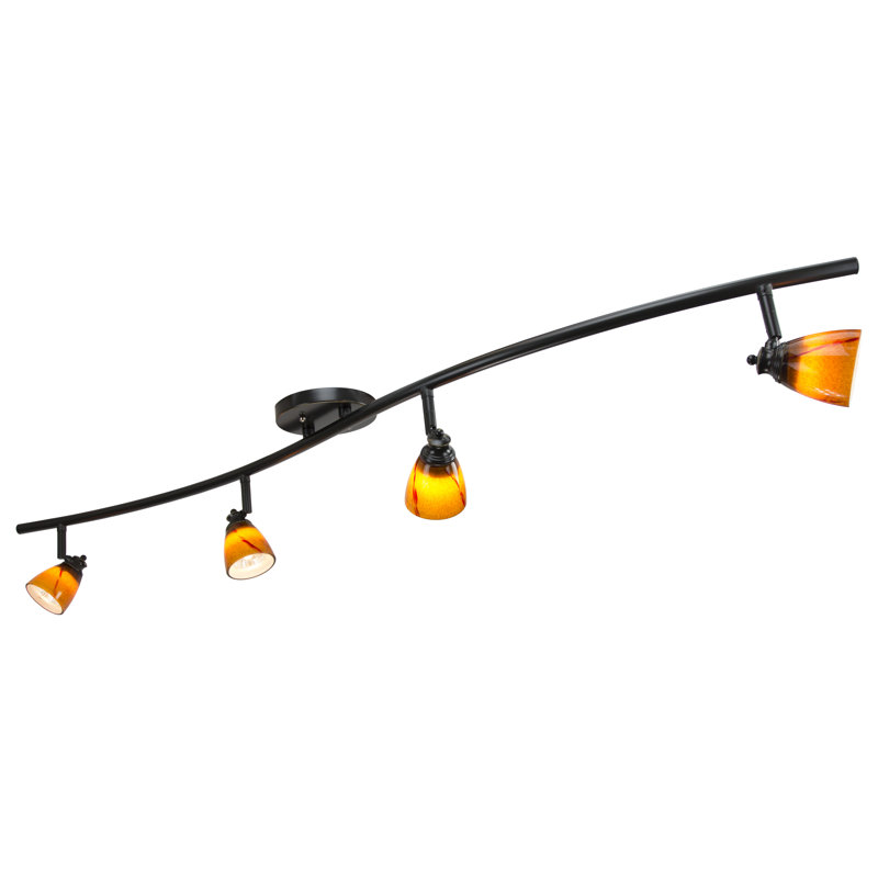 48'' 4 -Light Fixed Track Track Kit with Dimmable and Adjustable Head, Amber, Dark Bronze