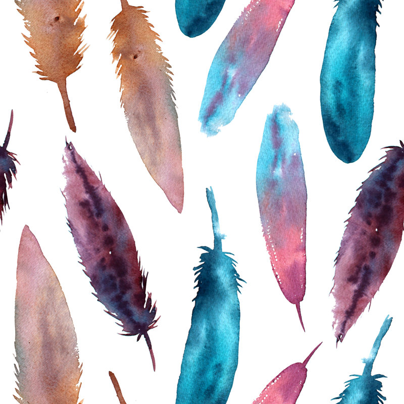 Colourful Feathers - Wrapped Canvas Print, 51cm H x 51cm W x 3.8cm D
