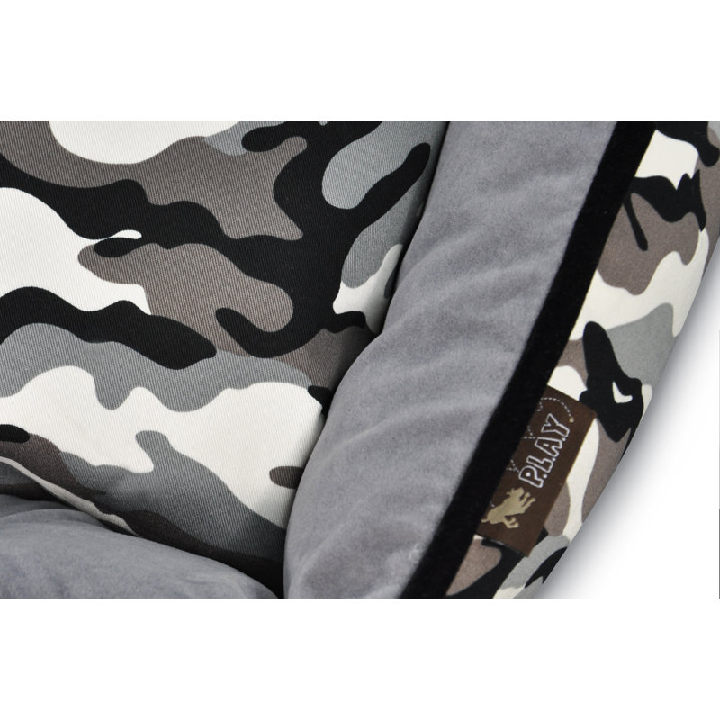 Lit pour chien camouflage par P.L.A.Y., Petit (l 24 po x P 19 po x H 7 po), Camouflage blanc / noir gothique