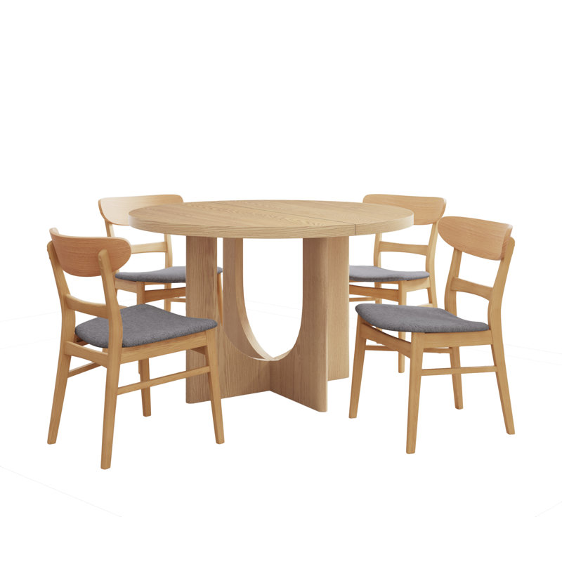 Maxim 5-Piece Mid-Century Modern Dining Set, Gray/Light Ash, Light Ash