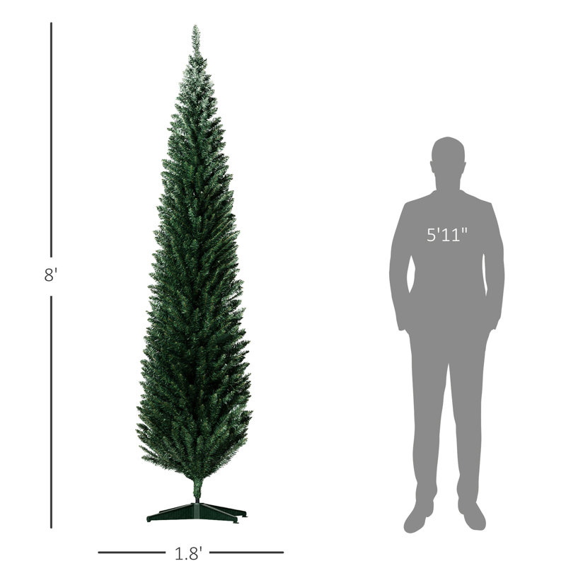 Arbre de Noël artificiel 8 pi, 618 branches, support en plastique, mince, ignifuge, facile à assembler,