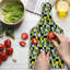 Ambesonne Yellow White Tempered Glass Cutting Board Squares and Houndstooh Yellow Grey Black