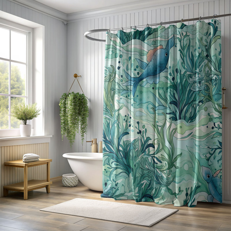 Rideau de douche standard bleu profond 1 pièce, H 74 po x l 71 po