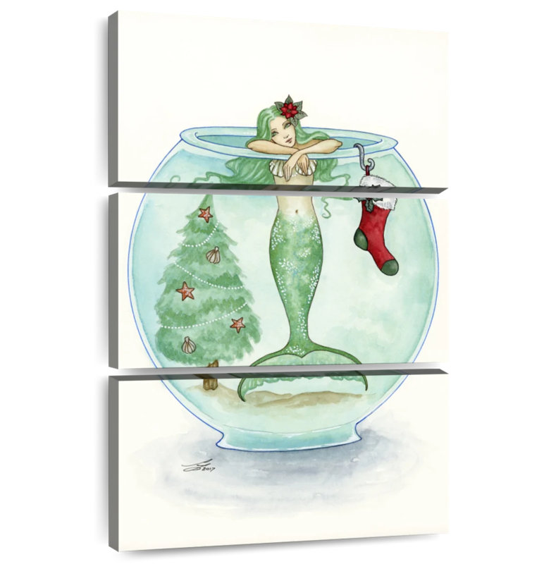 Kelan sirène en attente du père Noël, H 50 po x l 32 po