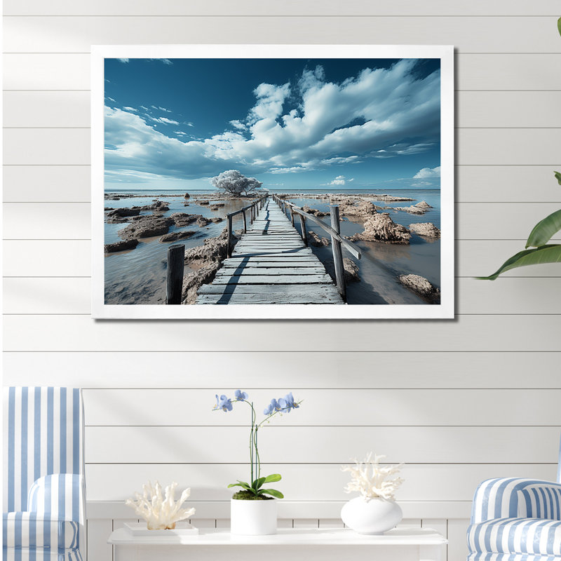 «Renfrow - Beach & Ocean», reproduction d'art sur toile, H 16 po x l 32 po x P 1 po, Cadre simple blanc