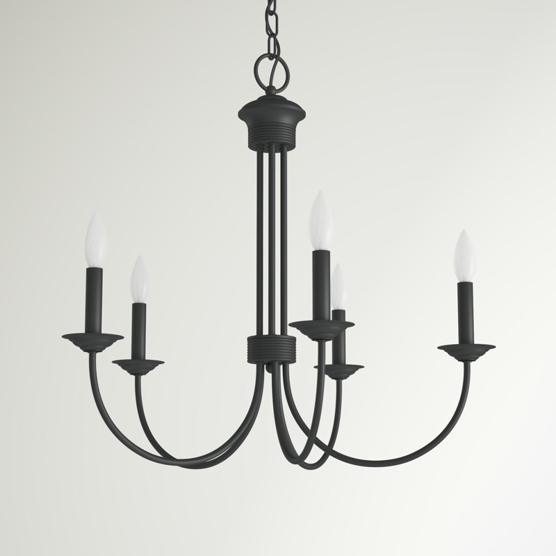 Arunvir 5-Light Dimmable Candle Style Chandelier, Black
