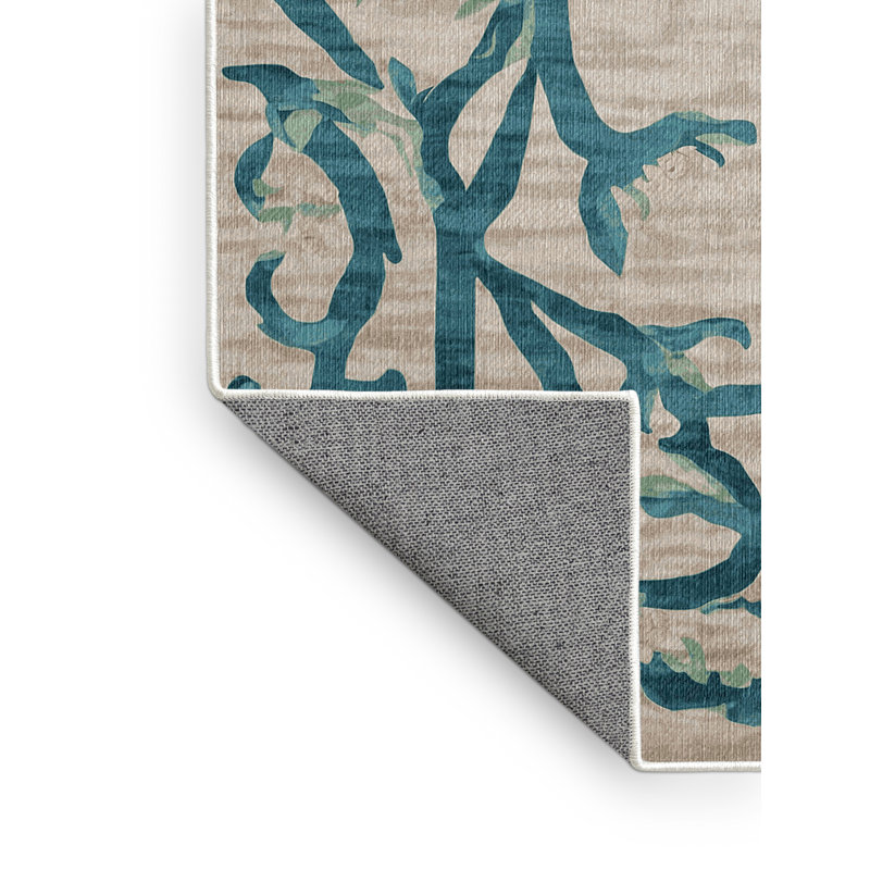 Tapis beige lavable à la machine, Rectangle 7 pi x 9 pi