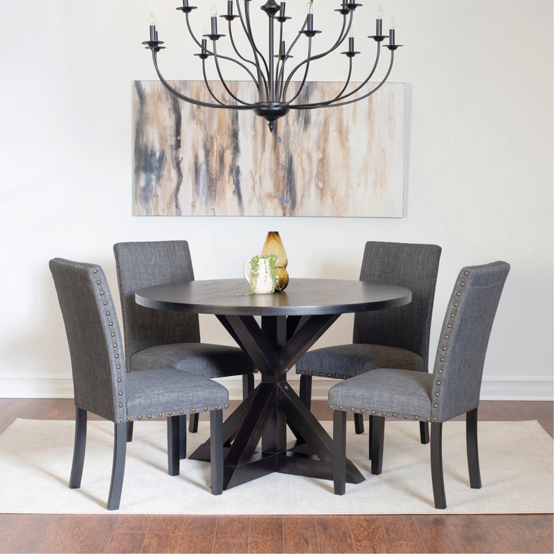 Ensemble de salle à manger 5 pièces, table à manger croisée avec 4 chaises élégantes