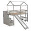 Lit mezzanine simple avec deux tiroirs et glissade, lit maison avec glissade, gris (ancien SKU: LT000130AAE)