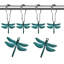 Crochets de rideau de douche Antique Green Dragonfly - Crochets décoratifs pour rideau de douche antirouille