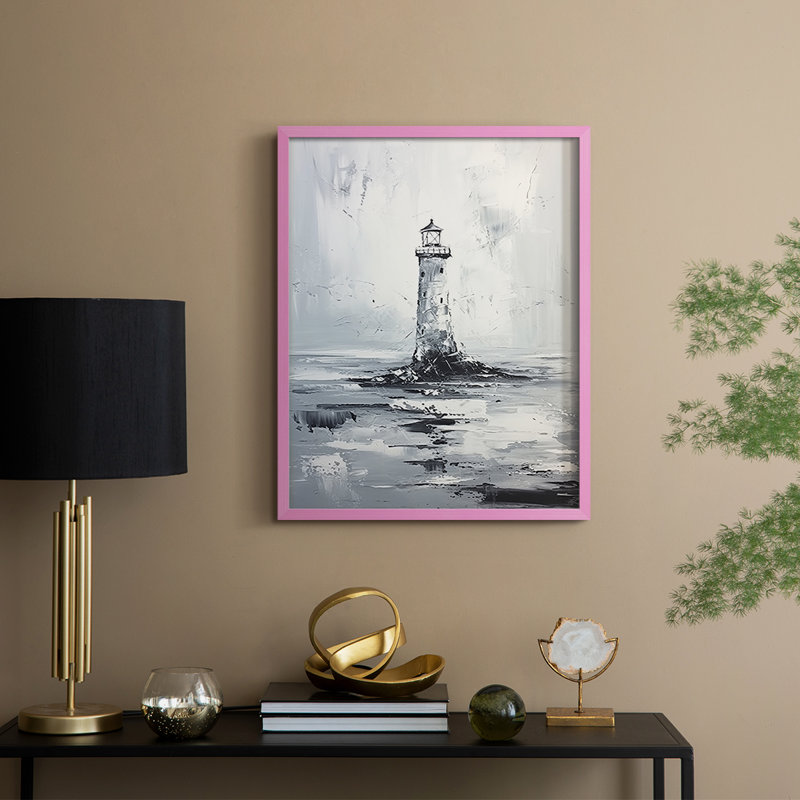 Reproduction encadrée NAUTICAL Series Dxxiii - bois massif, H 30 po x l 24 po, Rose