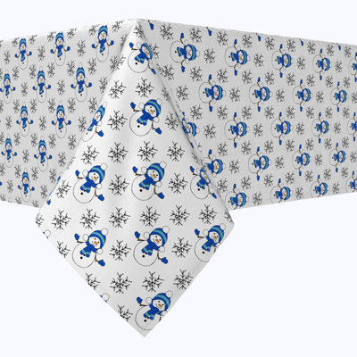 Eavie  Rectangular Tablecloth, 100% Cotton, Snowmen & Snowflakes
