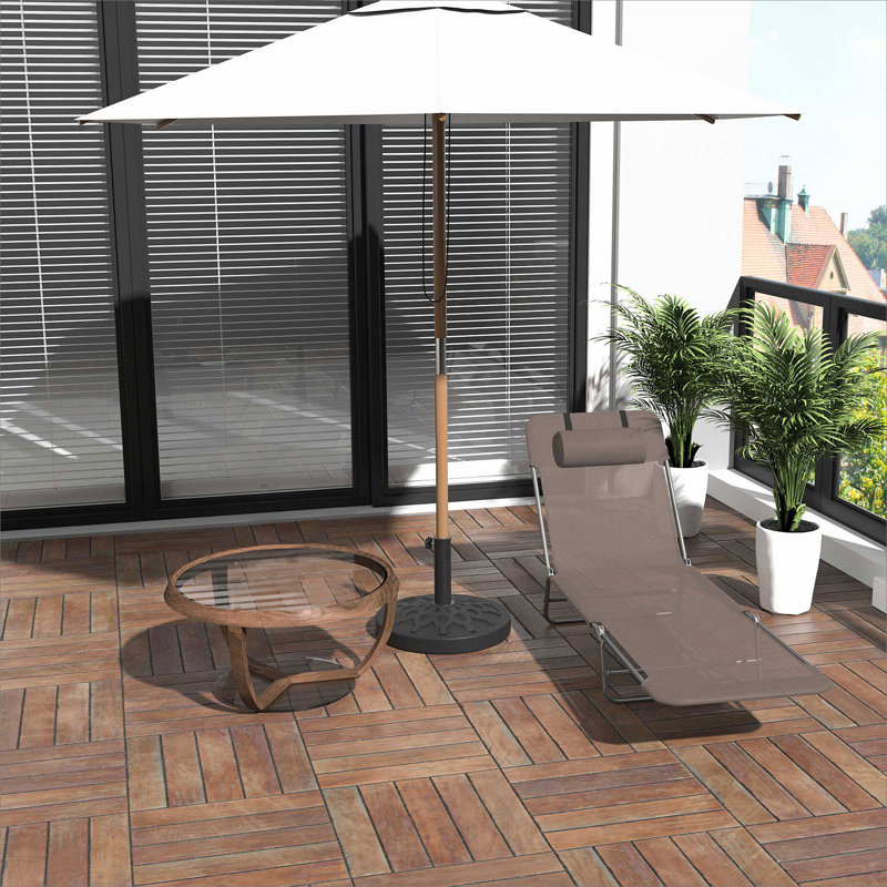 Méridienne pliante Outsunny, chaise longue de bronzage de piscine, chaise longue d'extérieur à 5 positions